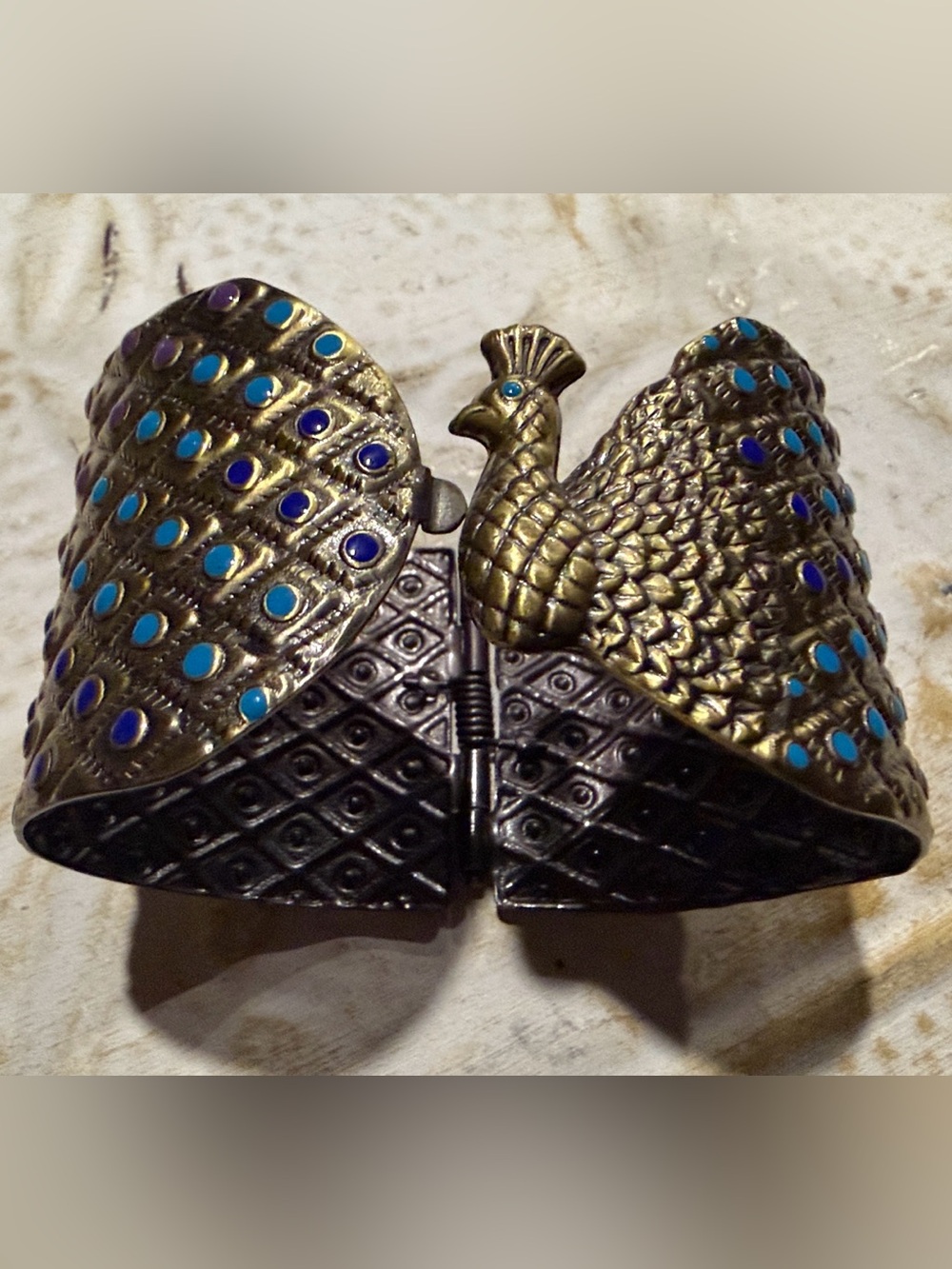 Peacock Cuff Bracelet with Blue and Purple Accents